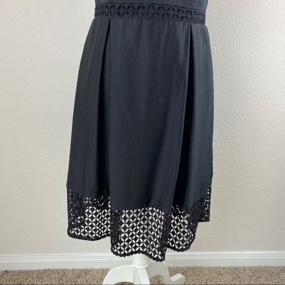 Calvin Klein Black Crochet Detail Dress 12 Knee Length Large - Picture 3 of 8